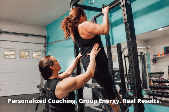 Premium_Personal_Training_Boutique_Private_Gym_2 - Premium Personal Training Amanda Robar assisting a female client with a chin-up